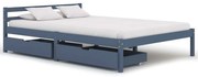 vidaXL Bedframe met 2 lades massief grenenhout grijs 140x200 cm