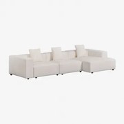 Modulaire Bank Met Chaise Longue Rechts, 3-delig (↔︎375 Cm) Met Hoge Armleuning Bruna Bouclé Blanco - Sklum