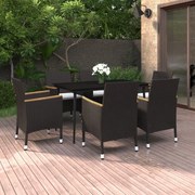 vidaXL 7-delige Tuinset met kussens poly rattan en glas