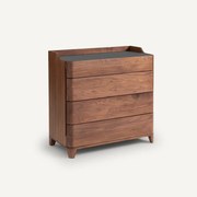 Ladekast in notenhout en linoleum Junius design E. Gallina