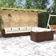 vidaXL 8-delige Loungeset met kussens poly rattan bruin