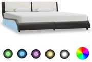 vidaXL Bedframe met LED kunstleer grijs en wit 160x200 cm