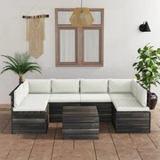 vidaXL 7-delige Loungeset met kussens pallet massief grenenhout