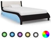 vidaXL Bedframe met LED kunstleer zwart en wit 90x200 cm