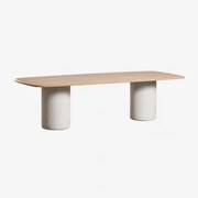 Rectangulaire Eettafel 270x110 Cm In Acaciahout Leighton Lichte Acaciekleur & Lichtgrijs - Sklum