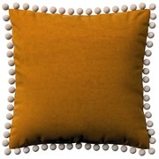 Dekoria Kussenhoes Wera met pompons, geel 45 x 45 cm