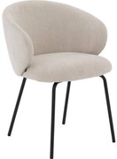 Goossens Stoel Noomi beige stof met armleuning,