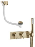 Crosswater MPRO inbouw thermostatisch badkraan horizontaal 2 functies met handdouche set inclusief vulcombinatie in geborsteld messing (goud) sw209232/sw385375/sw385438/