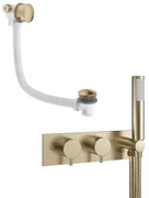 Crosswater MPRO inbouw thermostatisch badkraan horizontaal 2 functies met handdouche set inclusief vulcombinatie in geborsteld messing (goud) sw209232/sw385375/sw385438/