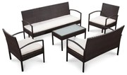 vidaXL 5-delige Loungeset met kussens poly rattan bruin