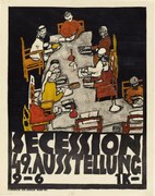 Kunstreproductie Poster for the Vienna Secession, 49th Exhibition, Die Freunde, Egon Schiele