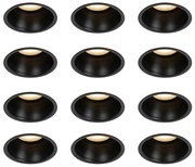 Set van 12 inbouwspots zwart GU10 50mm IP44 - Dept