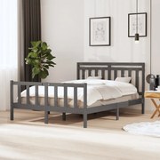 vidaXL Bedframe massief hout grijs 150x200 cm 5FT King Size