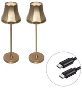 Buitenlamp met dimmer LED Set van 2 Retro tafellamp met dimmeren rose goud oplaadbaar IP44 - Granny Retro IP44 Buitenverlichting Lamp