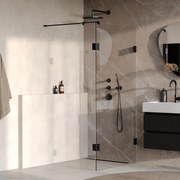 Brauer Void profielloze inloopdouche 90cm met 30cm zijwand zwart mat