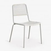 Stapelbare Eetkamerstoel Van Staal En Synthetisch Riet Veyra Groen – Khaki - Sklum