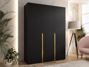 Kledingkast Hartford 580, Gouden, Zwart, 202x150x52cm, 104.8 kg, Kledingkast deuren: Met scharnieren