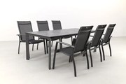 Kettler Legato/Edge stapelbare aluminium tuinset voor 6 personen 220x95 cm. - Antraciet