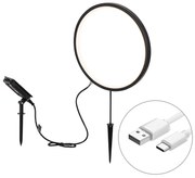 Prikspot zwart 60 cm incl. LED oplaadbaar en solar IP65 - Adalind