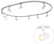 Modern railsysteem met 8 Spot / Opbouwspot / Plafondspots wit 1-fase ovaal 200cm - Iconic Jeana GU10 Binnenverlichting Lamp