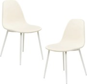 Set 2 White Teok Stoffen Stoelen