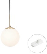 Art Deco hanglamp goud met opaal glas incl. rail adapter wit 1-fase - Iconic Flore