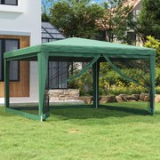 vidaXL Partytent met 4 mesh zijwanden 4x4 m HDPE groen