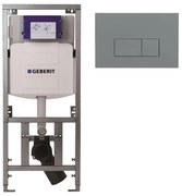 Geberit Inbouwreservoir UP320 met QeramiQ push bedieningsplaat - dualflush - rechthoekige knoppen - kunststof licht grijs SW1102375 0701131