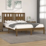 vidaXL Bedframe massief grenenhout honingbruin 135x190 cm 4FT6 Double