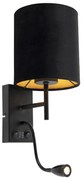 Smart wandlamp met dimmer zwart met velours kap incl. Wifi A60 - Stacca Modern E27 cilinder / rond Binnenverlichting Lamp