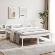 vidaXL Bedframe massief grenenhout wit 150x200 cm 5FT king