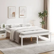 vidaXL Bedframe massief grenenhout wit 150x200 cm 5FT king