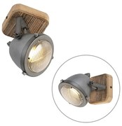 Smart Spot / Opbouwspot / Plafondspot staal met hout incl. WiFI GU10 verstelbaar - Emado Industriele / Industrie / Industrial GU10 rond Binnenverlichting Lamp