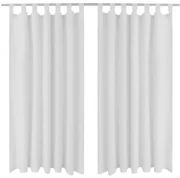 vidaXL Micro-Satijnen Gordijnen met Ringen 140 x 245 cm 2 stuks (Wit)