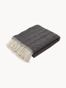 Wollen plaid Tyrol met visgraatpatroon en franjes