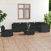 vidaXL 7-delige Loungeset met kussens poly rattan zwart