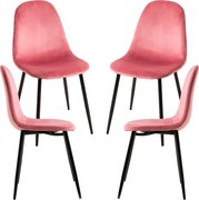 Set 4 Teok Black Fluwelen Stoelen