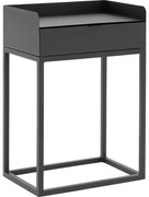 Goossens Nachtkastje Vide, Met blad en lade 45 cm b x 65 cm h x 30 cm d met onderstel metaal zwart ral 9005
