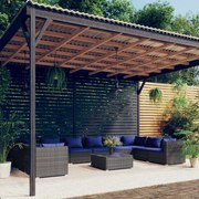 vidaXL 11-delige Loungeset met kussens poly rattan grijs