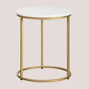 Marmeren Bijzettafel (ø37 Cm) Kaley Wit Marmer - Sklum