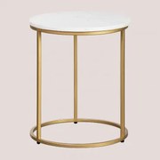 Ronde Bijzettafel Ø40 Cm In Kaley Marmer Wit Marmer Banswara - Sklum