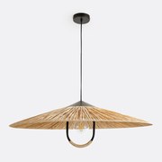 Hanglamp in ijzermetaal en raffia, Super Tanguy