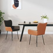 vidaXL Eetkamerstoelen 2 st stof en kunstleer donkergrijs