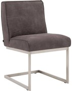 Goossens Excellent Eetkamerstoel Tom donkerbruin leer leuning, urban industrieel