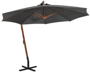 vidaXL Zweefparasol met paal 3,5x2,9 m massief vurenhout antraciet