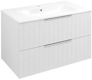 Sapho Cirasa Compact badmeubel met ribbelfront 80cm wit mat met witte wastafel
