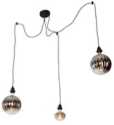 Hanglamp zwart 3-lichts incl. LED smoke dimbaar - Cava Luxe Modern Minimalistisch Binnenverlichting Lamp