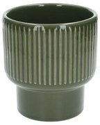 Bloempot, aardewerk, geribbeld, bosgroen, Ø14 X H15 cm