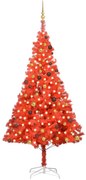 vidaXL Kunstkerstboom met LED's en kerstballen 240 cm PVC rood