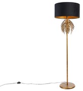 Vloerlamp goud 145 cm met zwarte velours kap 50 cm - Botanica Landelijk E27 Binnenverlichting Lamp